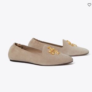 Tory Burch Tan Loafers with Gold Detail